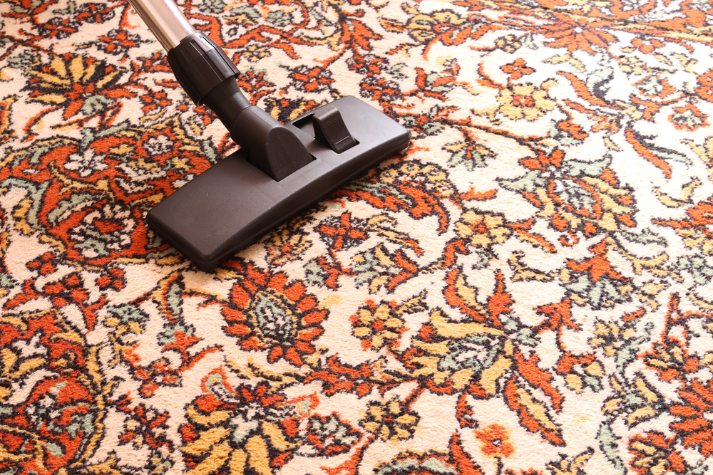 Cleaning an expensive rug with a vacuum cleaner
